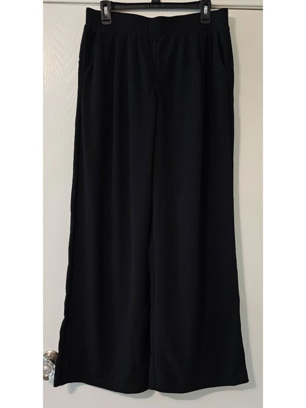 NWT Halara Black Wide-Leg Stretch Pants W/Elastic Waistband Sz L Casual Comfort